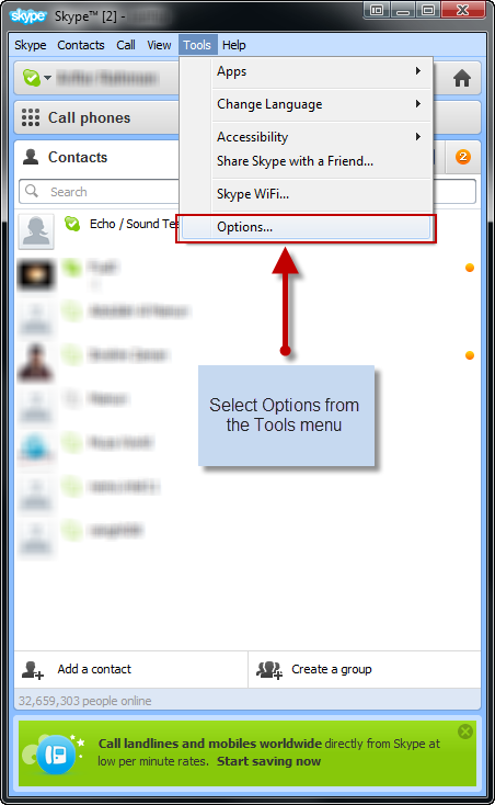 Select Options from the Tools menu