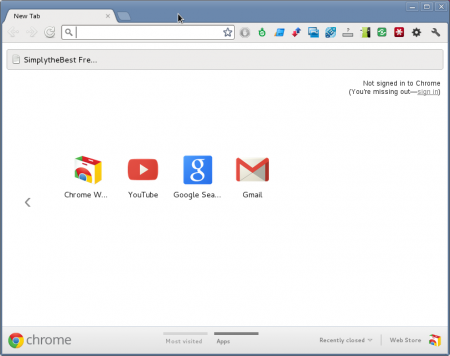 Google Chrome running on Fedora 17